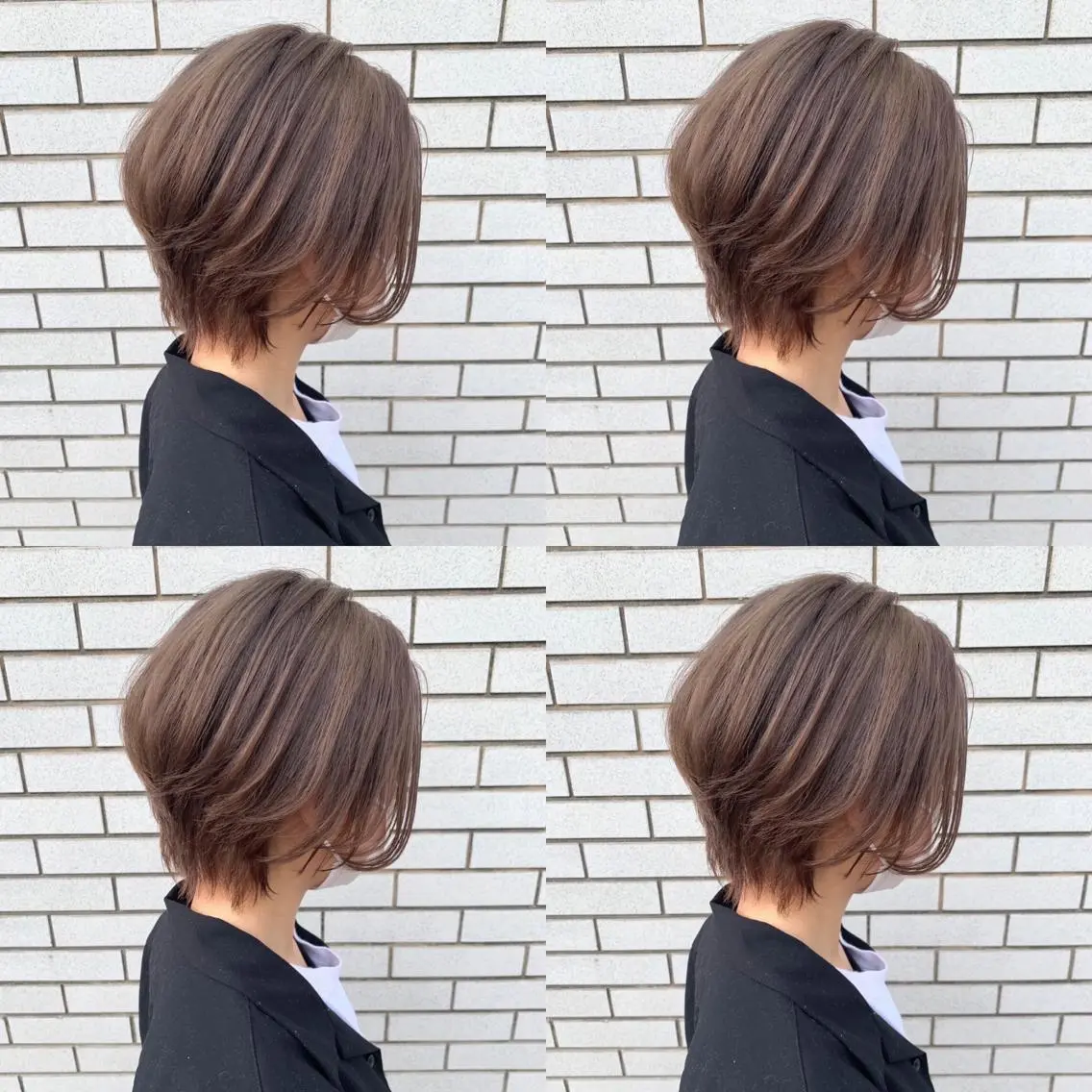 ショート カラー ブリーチ グレージュ ミルクティーグレージュ カット ヘアカラー 赤み消しカラー /透明感カラー 上長のヘアスタイル