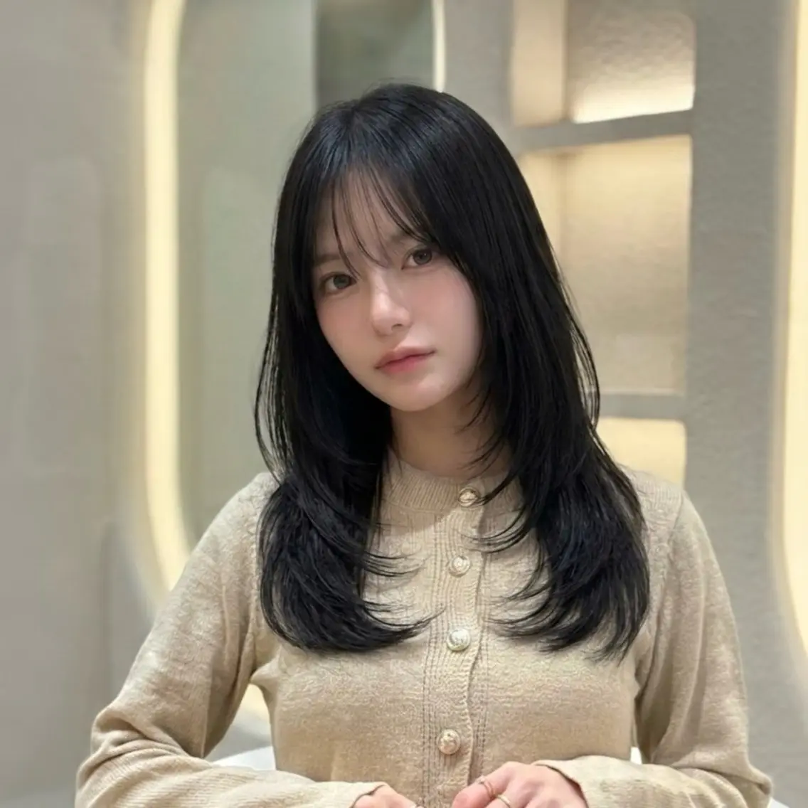 ミディアム カラー カット ヘアカラー トリートメント RYU/レイヤー /透明感艶カラーのヘアスタイル