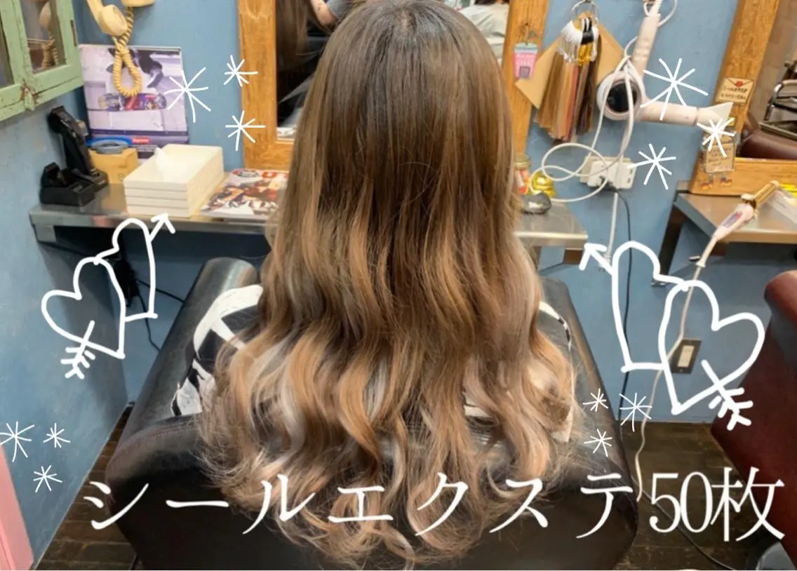 ロング シールエクステ アッシュ エクステ ハイライト カラーモデル募集ෆ‪ ＳＡＥのヘアスタイル