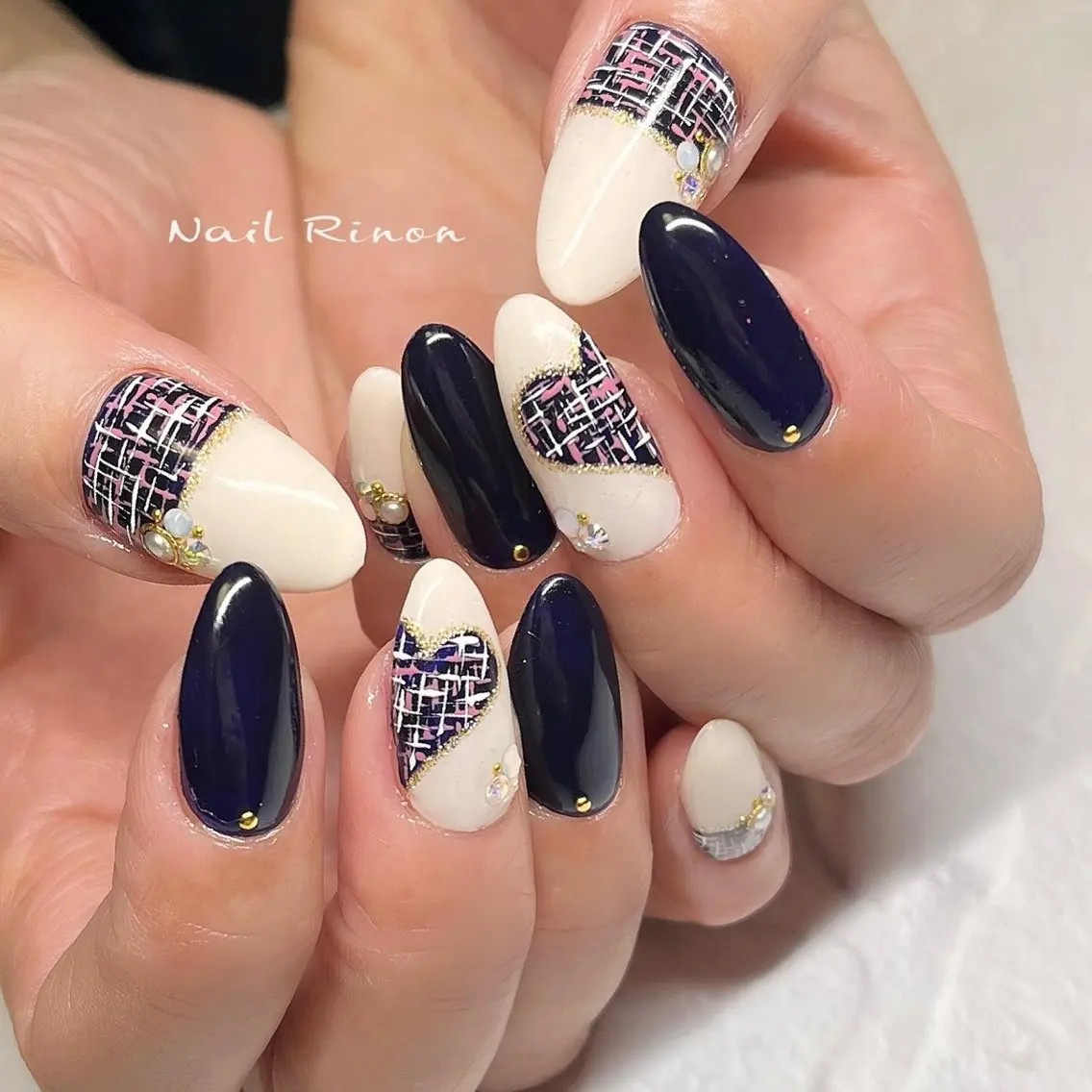 ネイル ツイードネイル ハンドネイル Nail Rinonのネイルデザイン