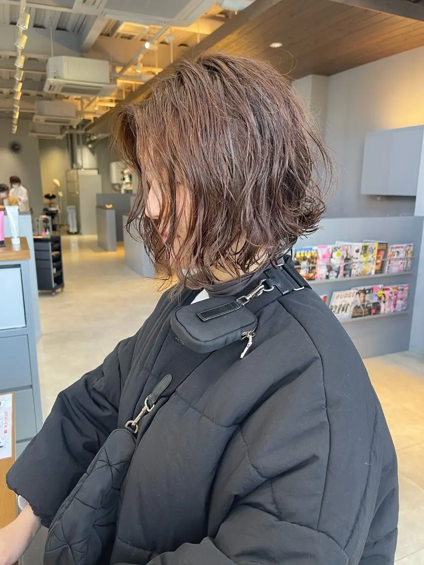 ショート パーマ ボブ カット パーマ トリートメント 石原圭悟 /ショート/艶カラーのヘアスタイル