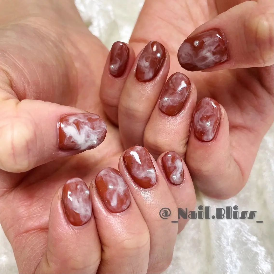 ネイル ブラウン オレンジ ハンドネイル NAIL BLISSのネイルデザイン