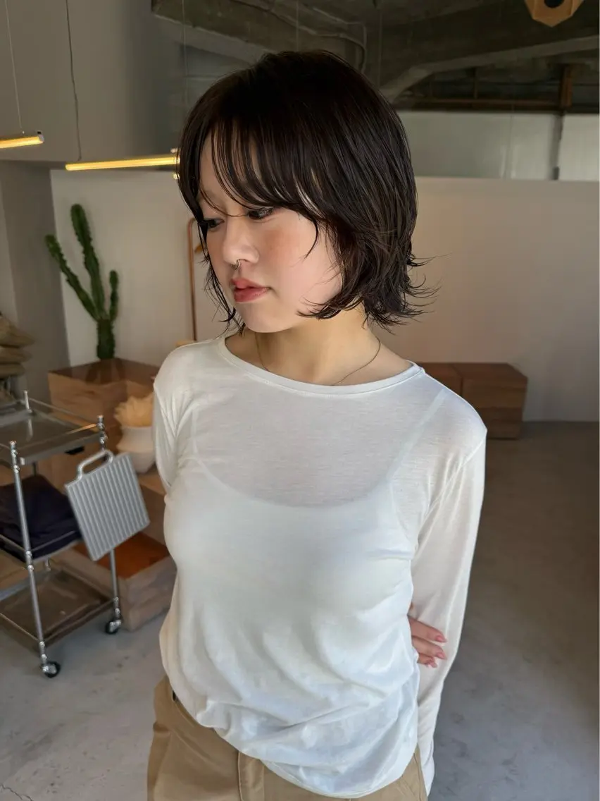 ショート 似合わせカット カット パーマ fubuki🪷 似合わせカットカラーのヘアスタイル