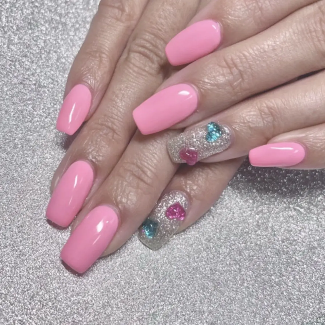 ネイル フラッシュネイル ジェルネイル ハート ワンカラーネイル BEE NAILのネイルデザイン
