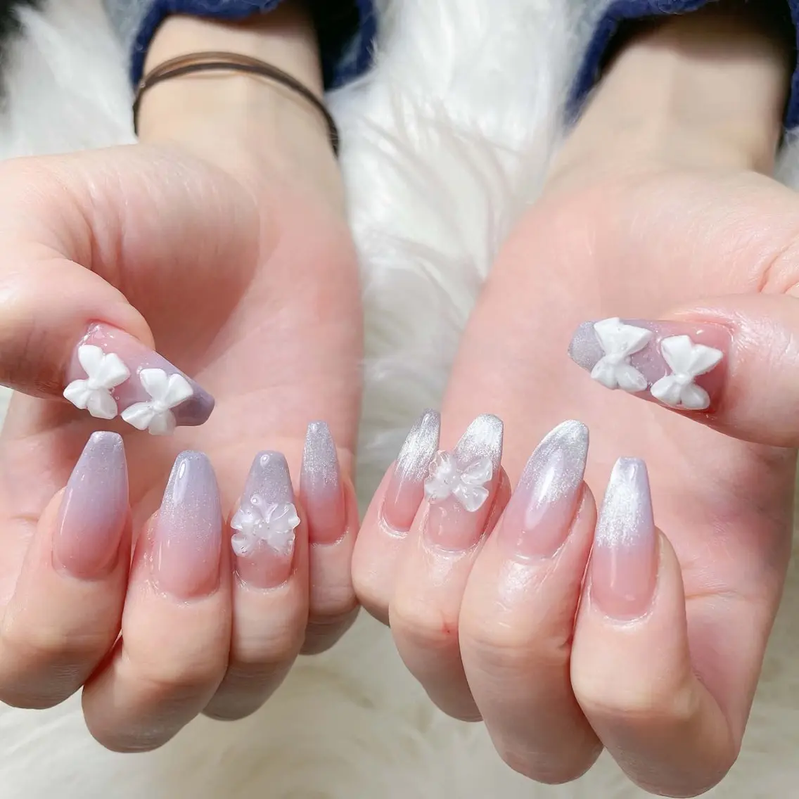 ネイル 長さ出し フレンチネイル グラデーション 韓国ネイル マグネットネイル ハンドネイル Lannie nailのネイルデザイン