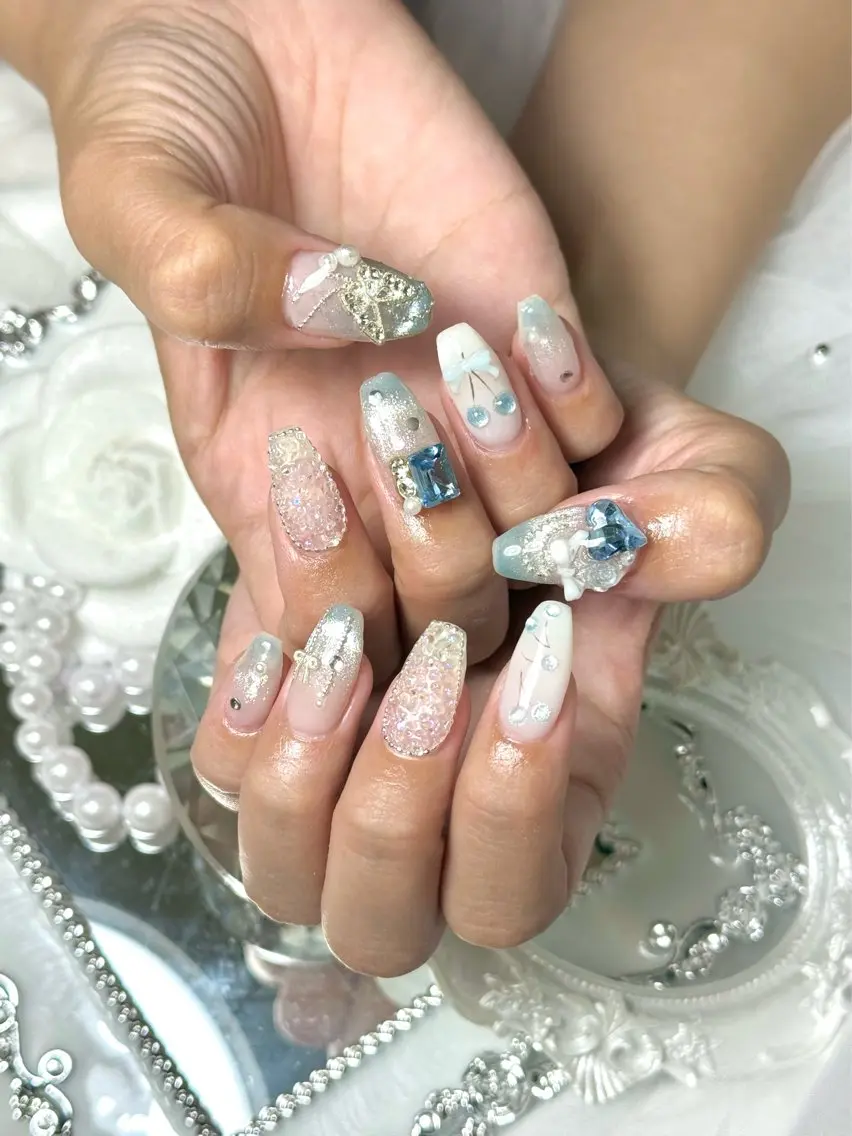 ネイル ハンドネイル ルシイ🎀新宿長さ 出しパーツ専門店のネイルデザイン
