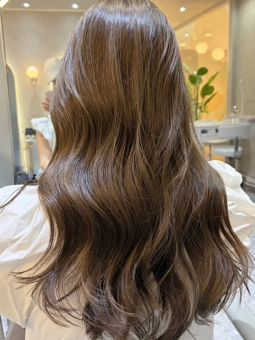 ロング カラー ブリーチ グレージュ ブリーチなしカラー カット ヘアカラー トリートメント このか🕊️ベージュ /グレージュ/カットのヘアスタイル