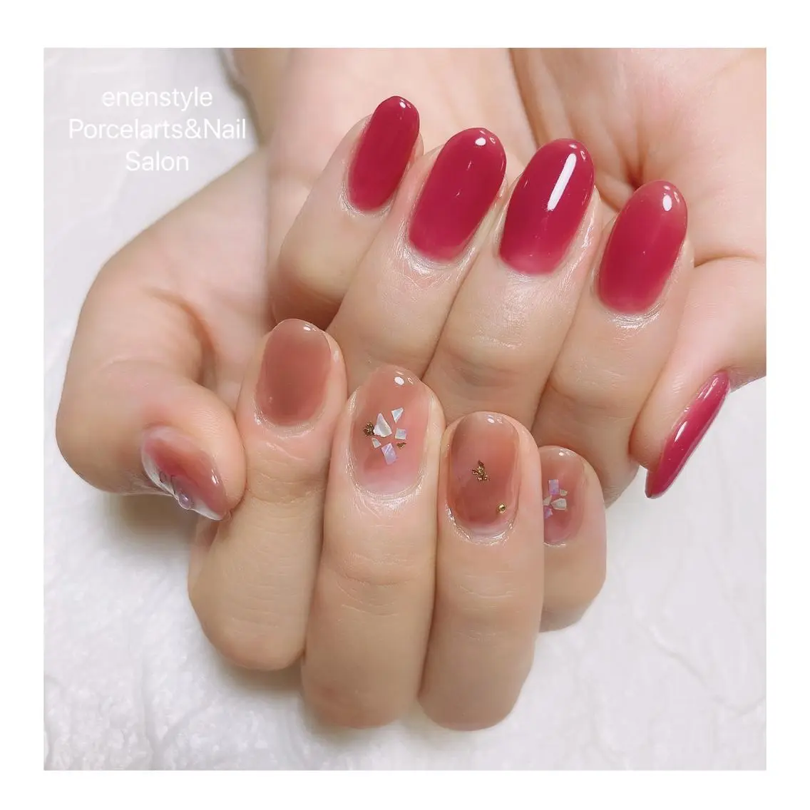 ミディアム ネイル ハンドネイル 🐾enen style 🐾のネイルデザイン
