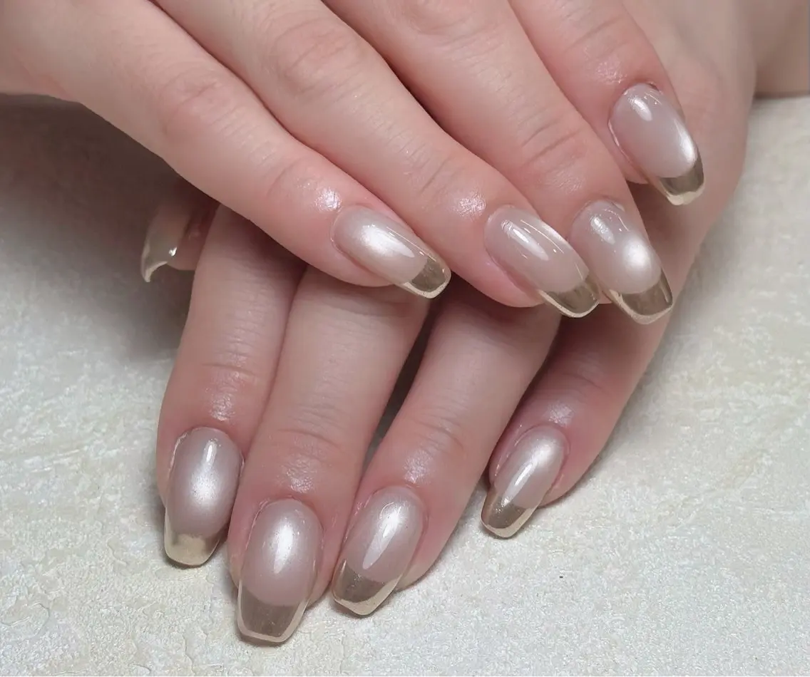 ネイル アートネイル ブラウン クリアネイル グリーン ハート ハンドネイル 中野駅から2分 MEO NAILのネイルデザイン