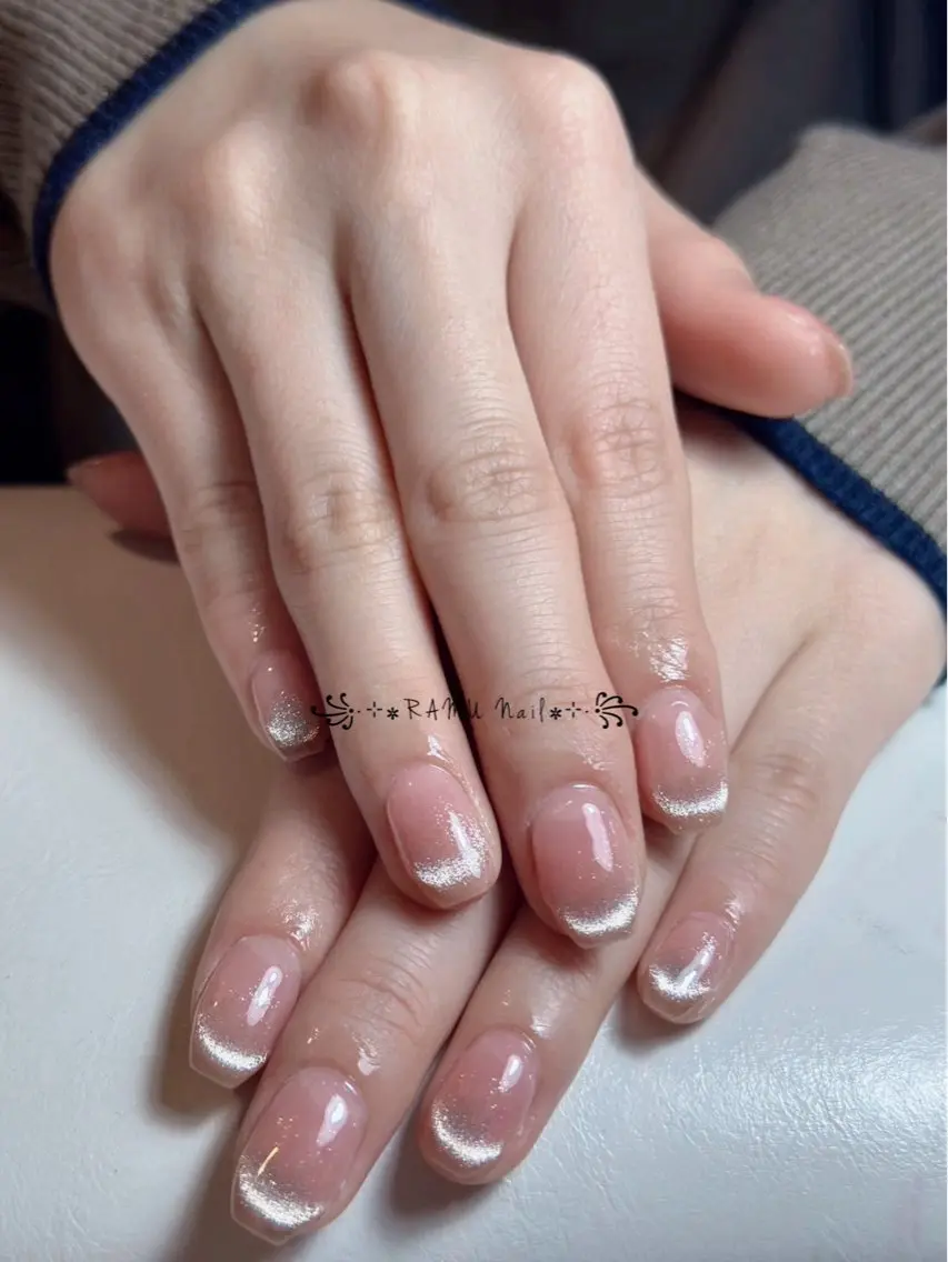 ネイル フレンチネイル 韓国ネイル シンプルネイル ワンホンネイル 冬ネイル ハンドネイル RAMU Nail 恵比寿店のネイルデザイン
