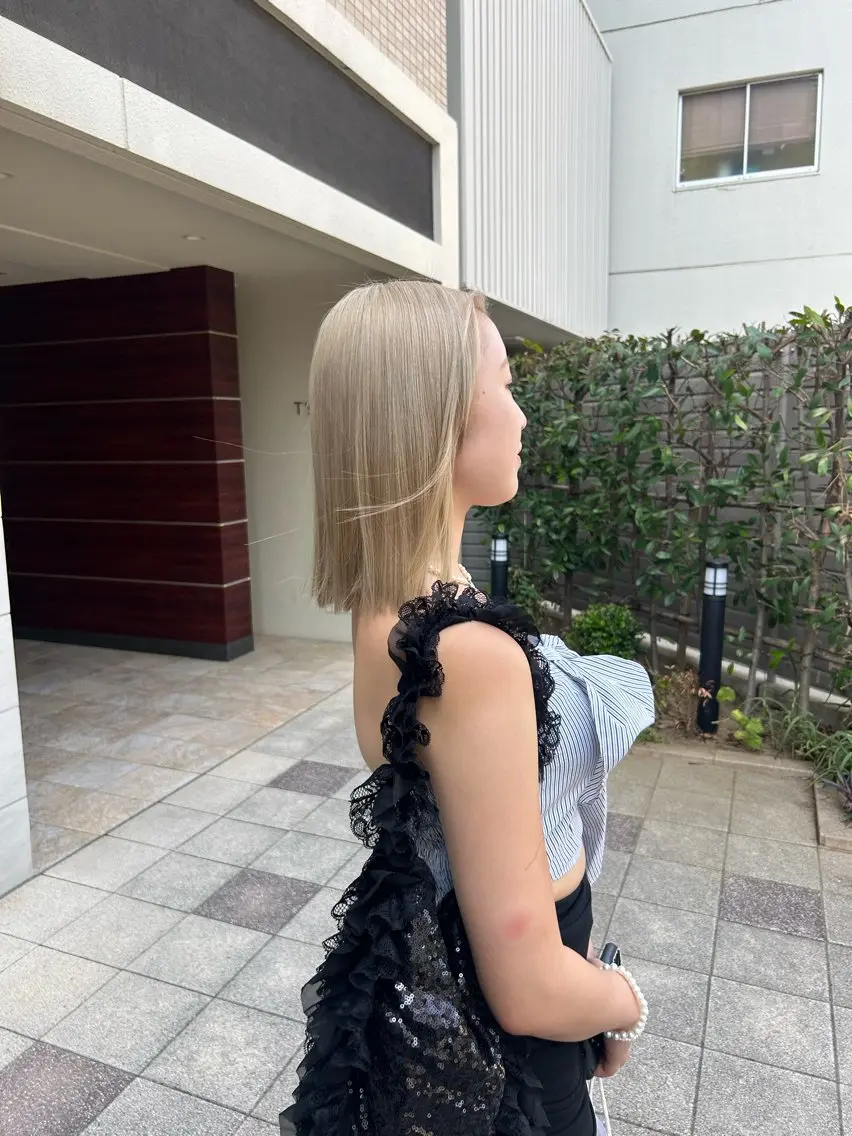 ミディアム カラー ベージュカラー ホワイトベージュ げん/梅田美容室 中崎町美容室のヘアスタイル