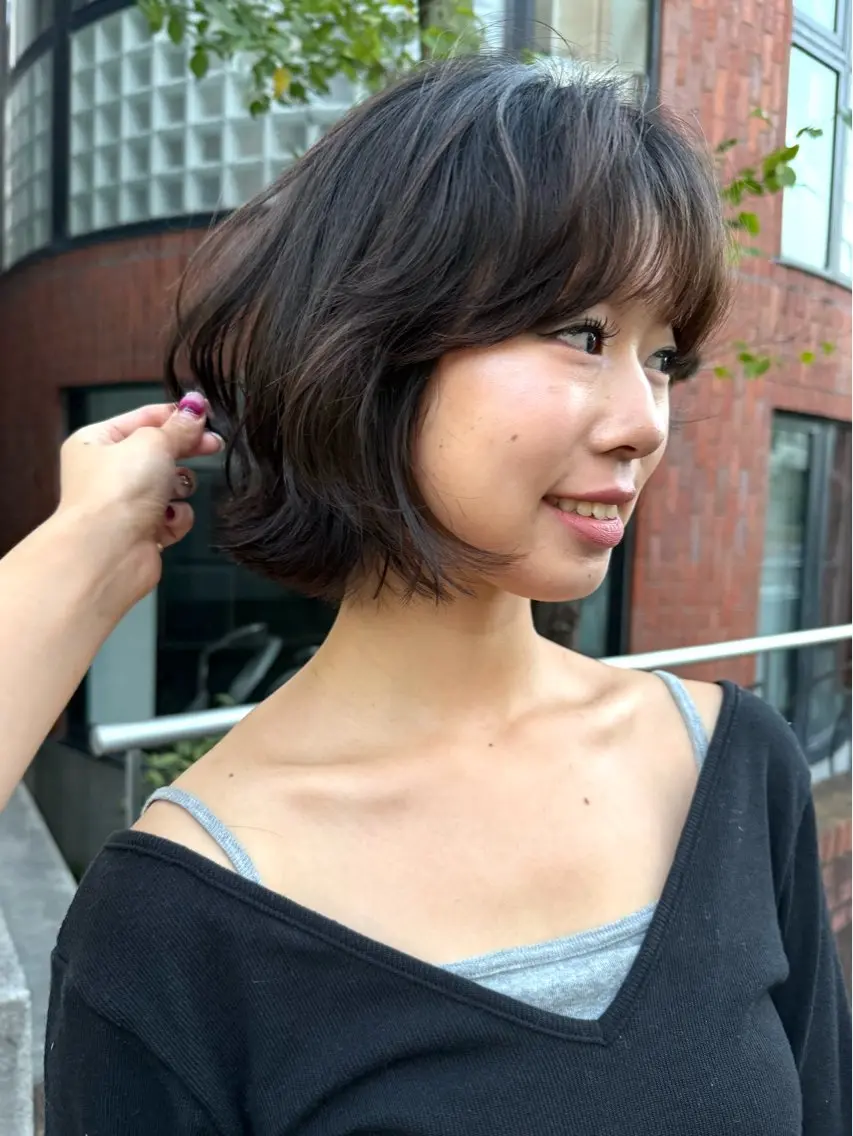 ショート ボブレイヤー アッシュ アッシュブラウン ラベンダーベージュ ボブ カット ヘアカラー レイヤーカット\ウル フ　chinatsuのヘアスタイル
