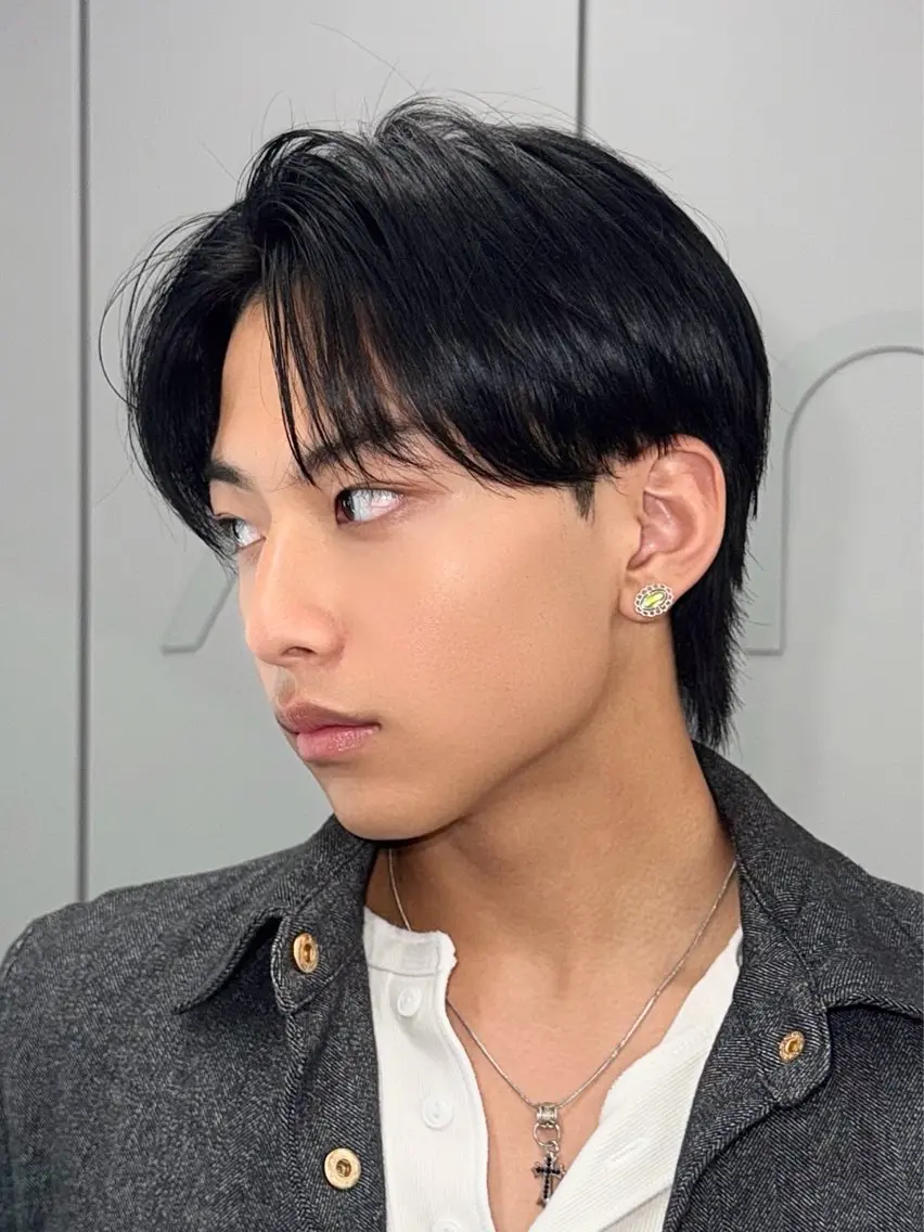 カラー メンズ センターパート ダウンパーマ カルマパーマ メンズ韓国風 マッシュ カット ヘアカラー トリートメント Ayuki /福岡/メンズカットのヘアスタイル