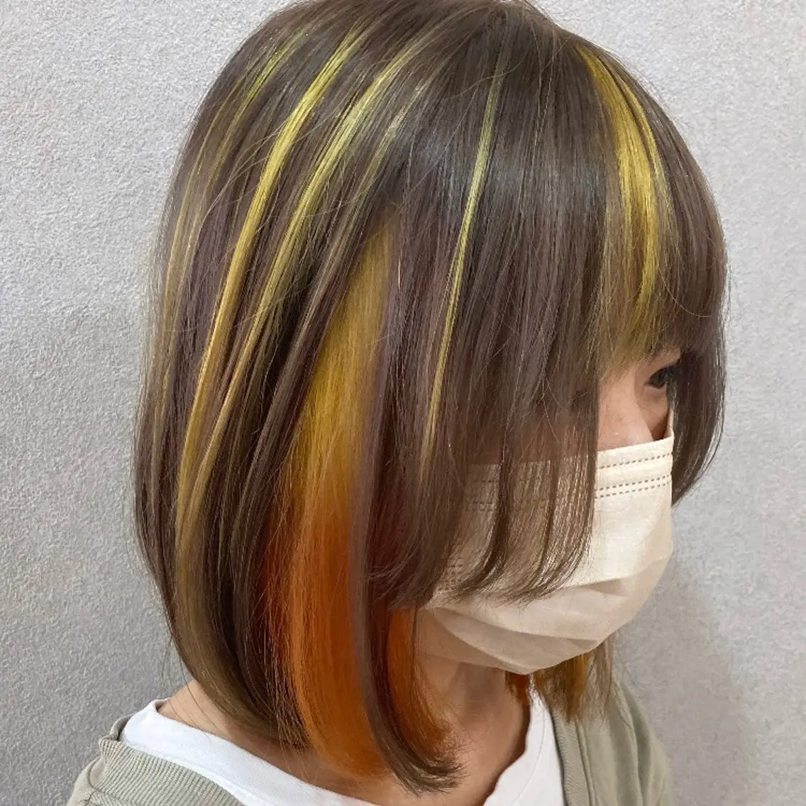ミディアム カラー ブリーチ オレンジ イエローカラー ヘアカラー 前田 知輝のヘアスタイル