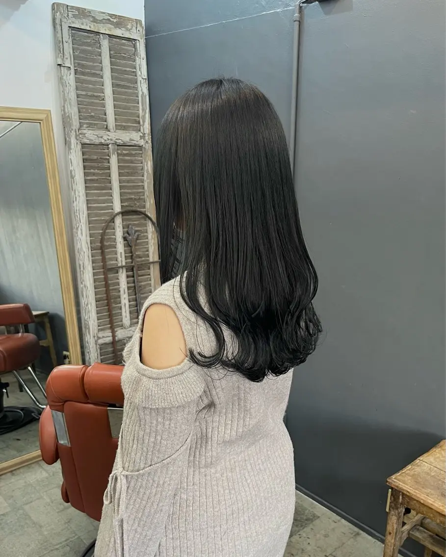 ロング カラー カット ヘアカラー 暗髪とオリーブ🌿 渡辺拓人のヘアスタイル