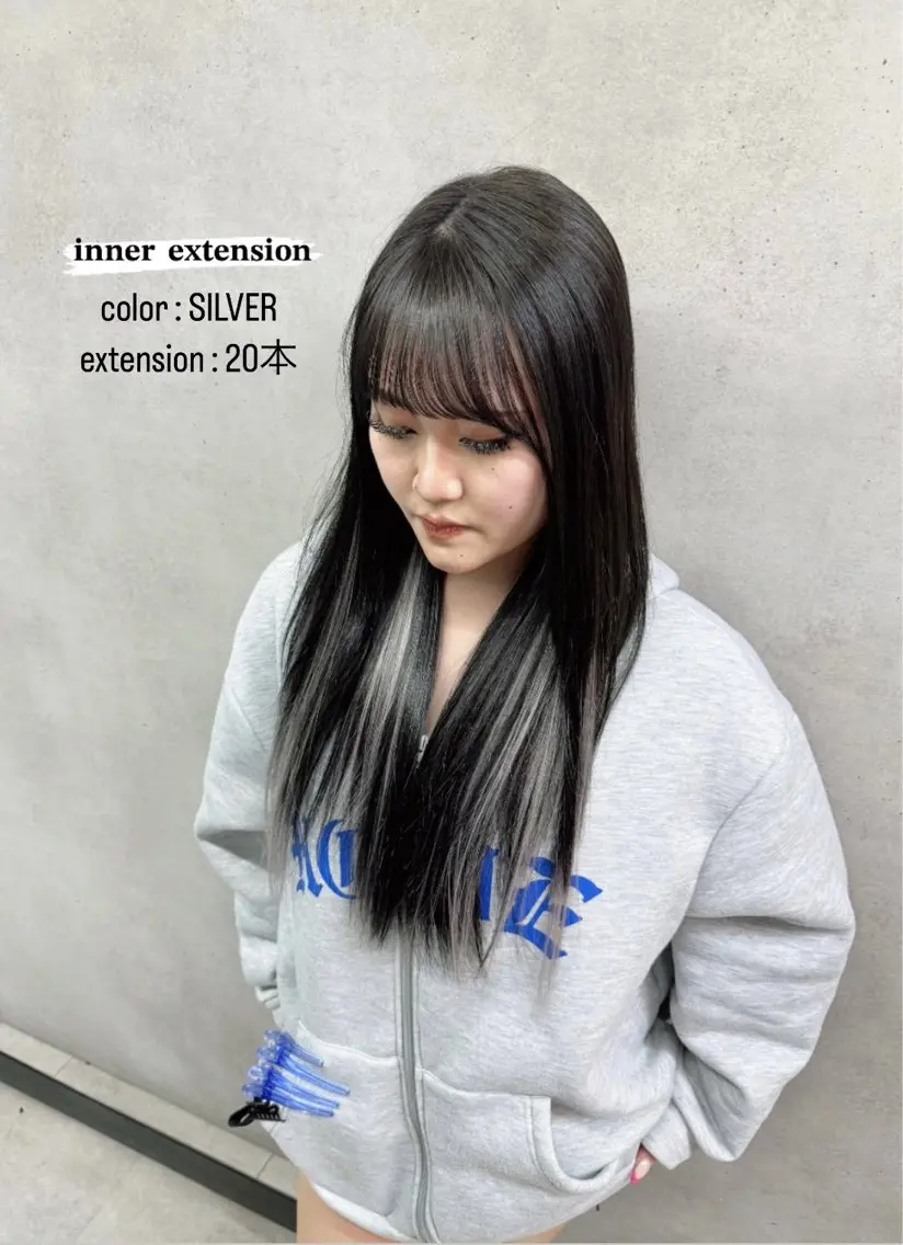 ロング エクステ エクステ 🇰🇷韓国風ハイ トーンKANA🖤のヘアスタイル