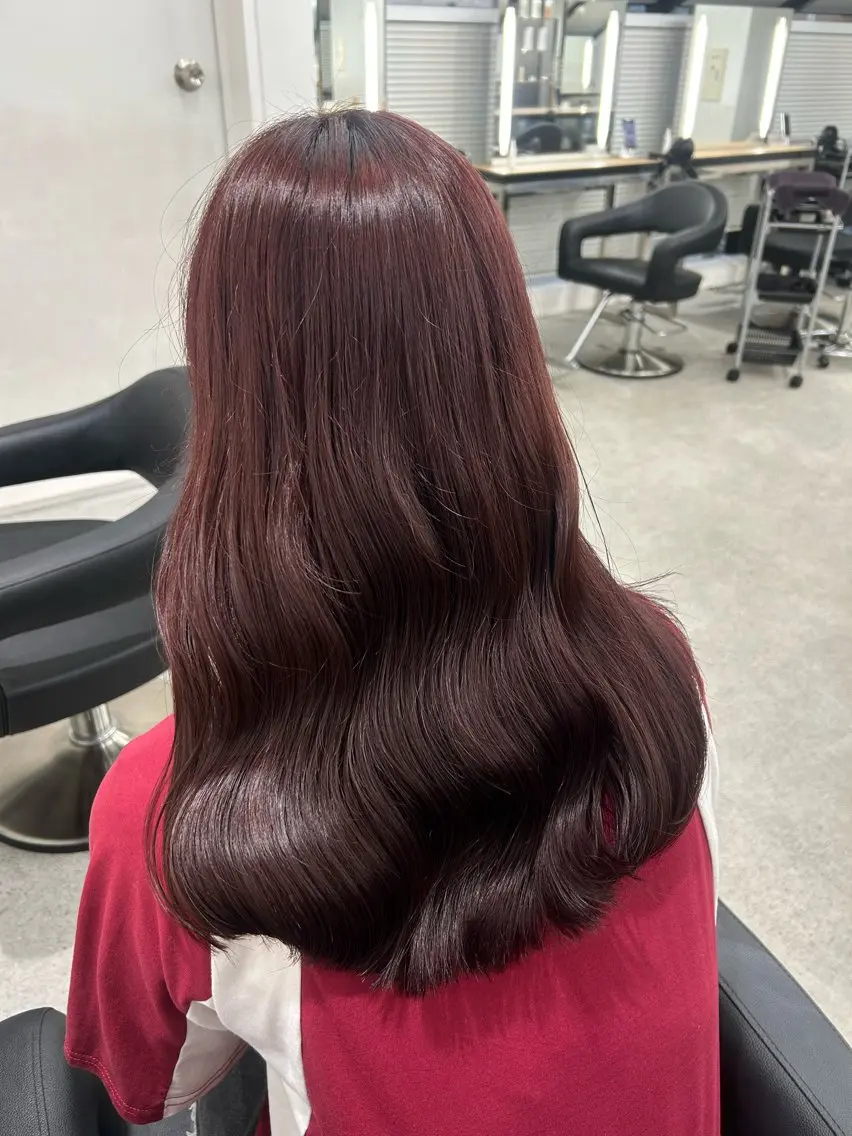 ロング カラー カット 縮毛矯正 愛結 暖色カラー🎀🩰のヘアスタイル