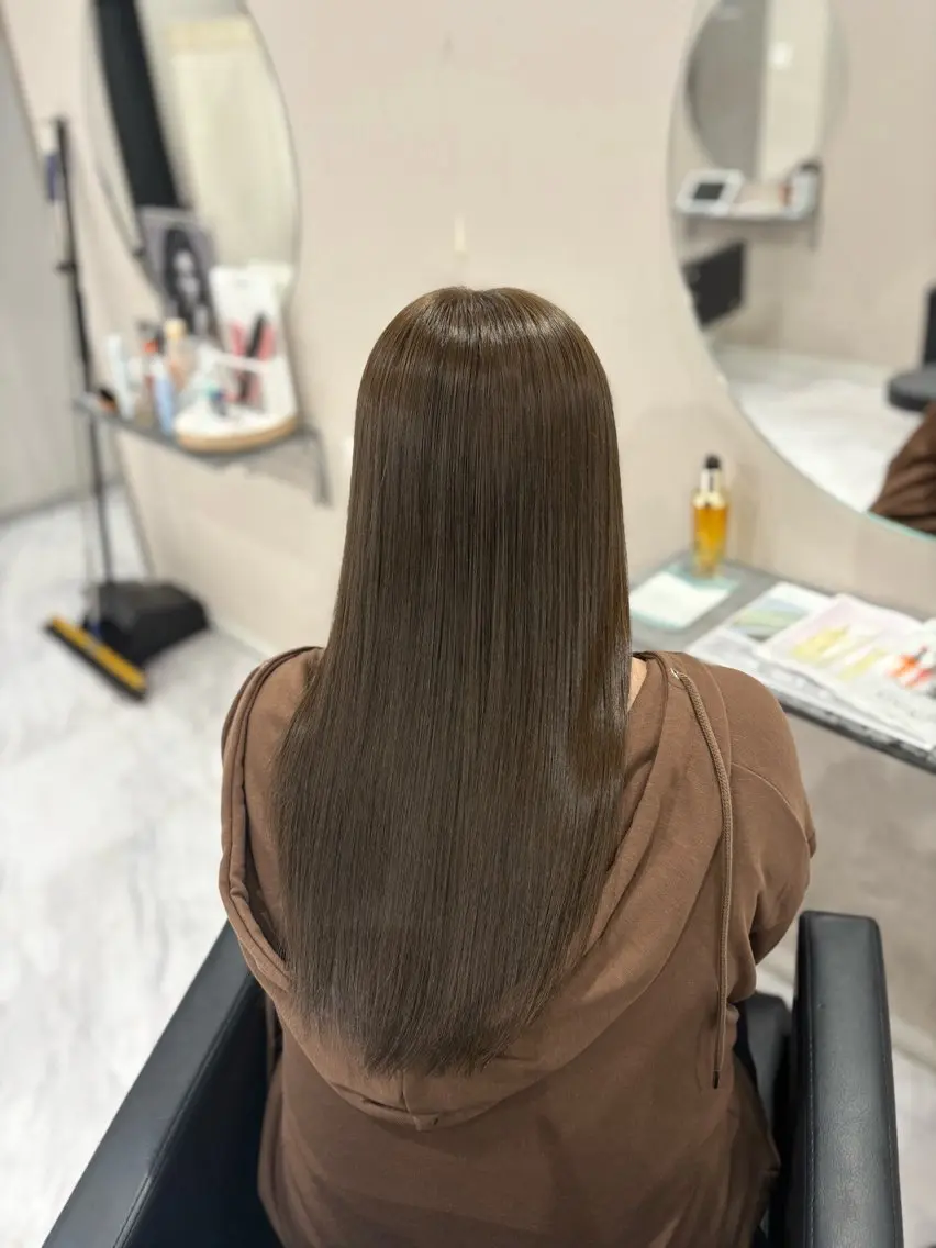 ロング カラー ヘアカラー トリートメント 透明感/オリーブ ボブ/miyuu🥣のヘアスタイル