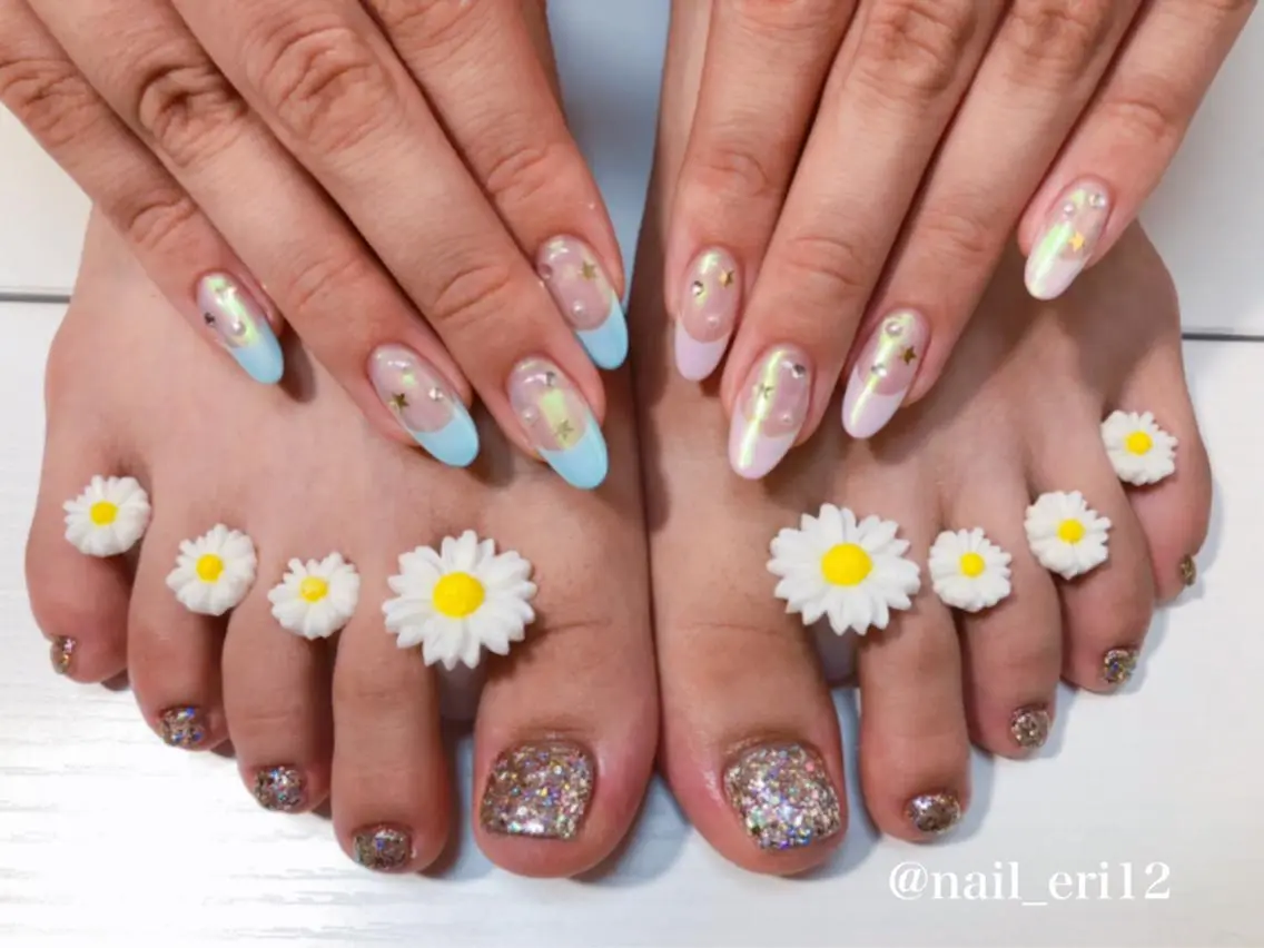 ネイル フットネイル シンプルネイル nail salon &e eriのネイルデザイン
