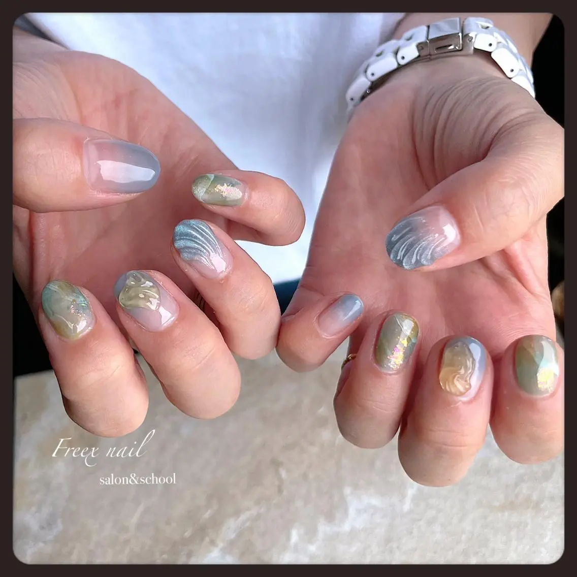 ネイル 夏ネイル ハンドネイル フットネイル freex nail /ニュアンス/個性派のネイルデザイン