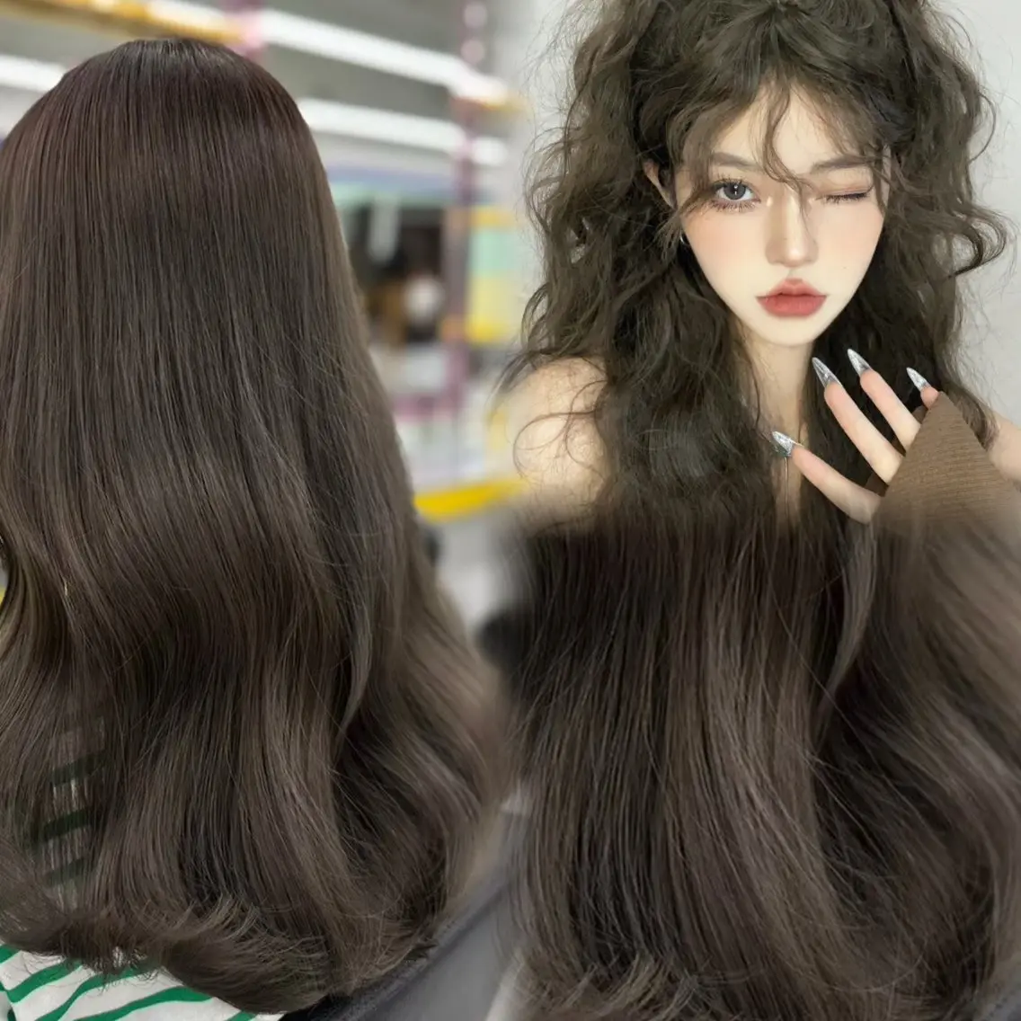 ロング カラー ヘアアレンジ ヘアカラー トリートメント ヘアセット 💎韓国/ レイヤー カット/ 暖色🫧のヘアスタイル