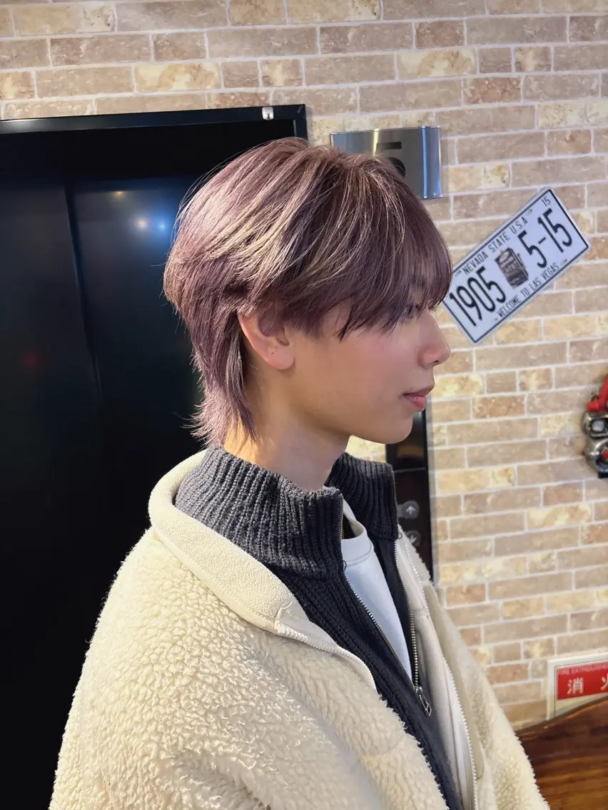 カラー メンズ メンズ特化シャドウパ ーマラウンドマッシュのヘアスタイル
