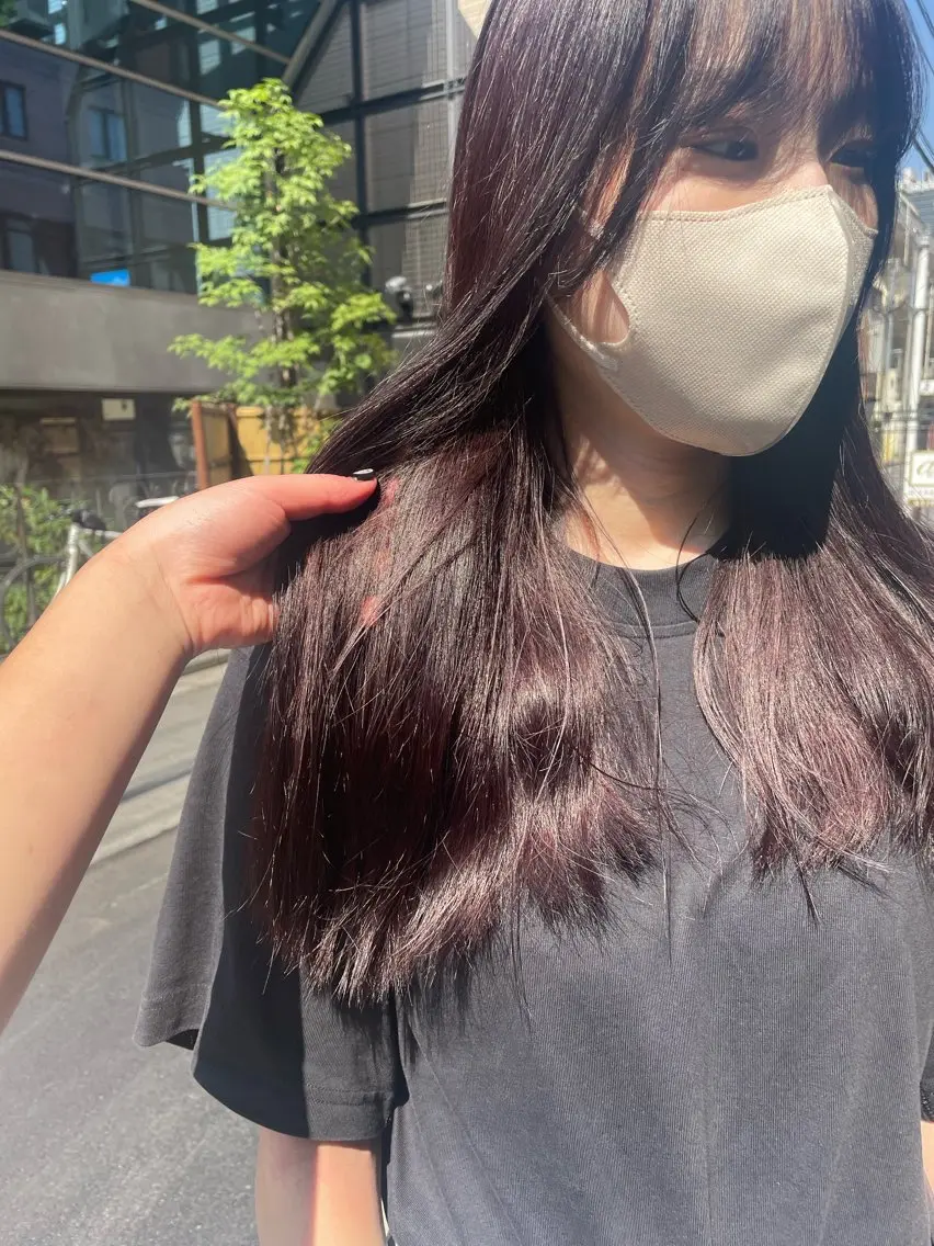 ロング カラー ヘアカラー トリートメント mei|顔まわり ×透明感カラーのヘアスタイル