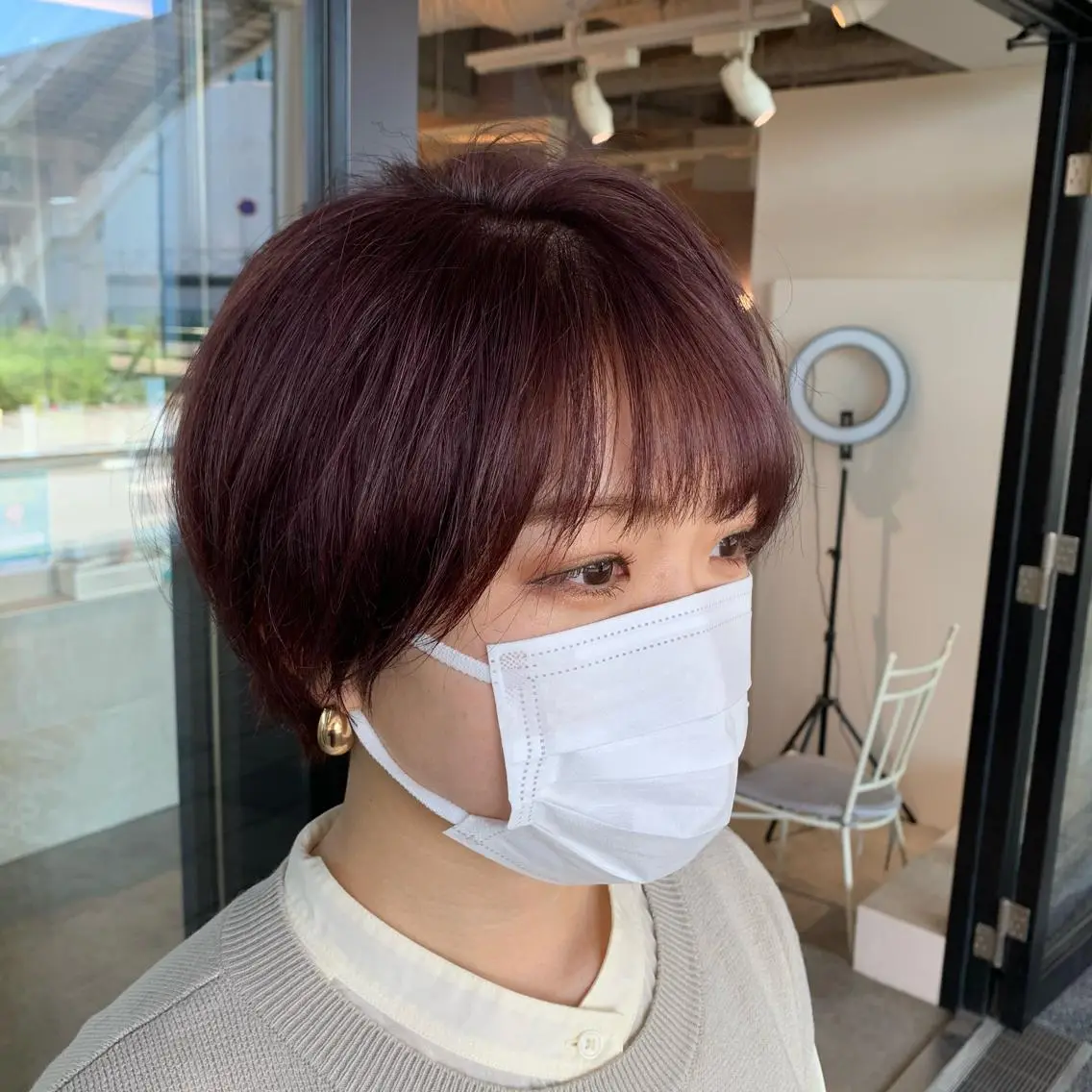 ショート カラー ベージュカラー ブリーチ ピンクカラー ピンクベージュ 早稲田/ショート/ 髪質改善/艶カラーのヘアスタイル