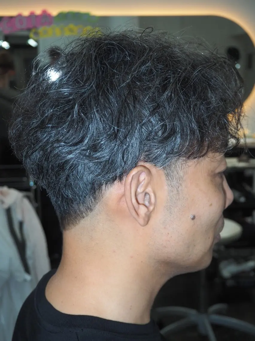 ショート パーマ メンズ カット パーマ メンズ毛流れ系特化 メンズカット/たいきのヘアスタイル