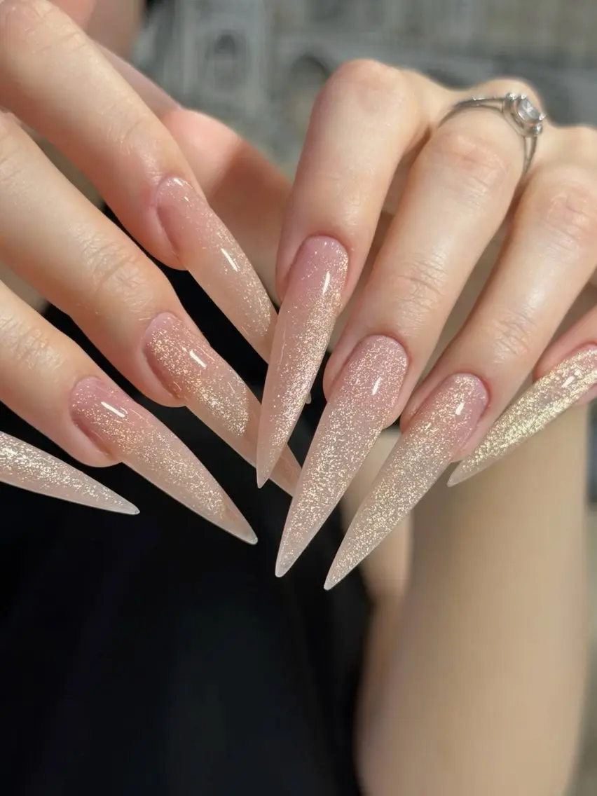 🦋[チップ長さだしロング] ワンカラ/フラッシュラメ💕　（2色まで選択OK）の写真