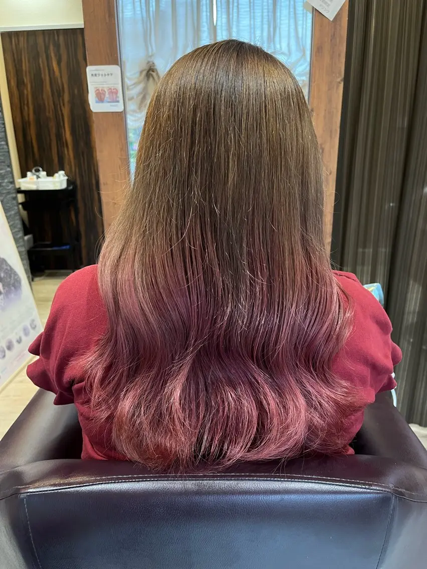 ロング 🎀OJIMA 🤍ピンクカラー🎀のヘアスタイル