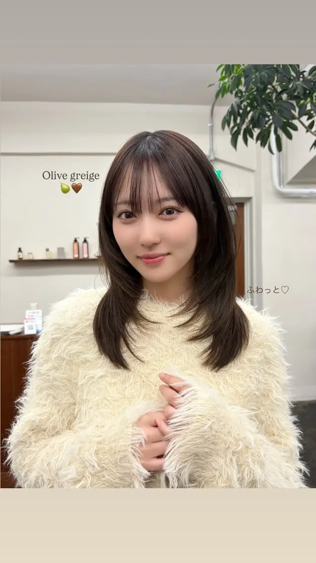 ミディアム カット ヘアカラー トリートメント 透明感カラー/顔周り カット/ののか💞のヘアスタイル