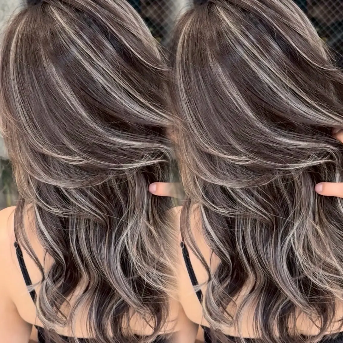 ロング カラー ハイライトカラー シルバー ホワイトシルバー ハイライト カット ヘアカラー トリートメント 原宿/ハイライト バレイヤージュ/大智のヘアスタイル