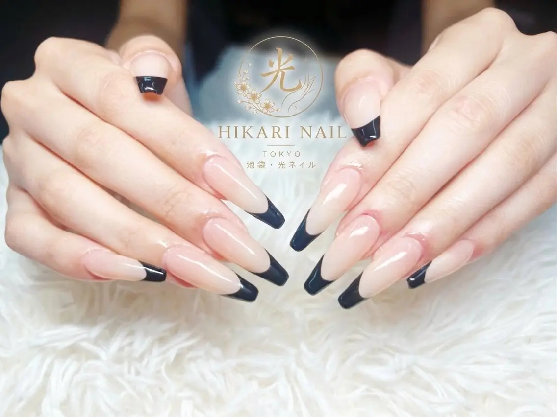ネイル チークネイル 長さ出し フレンチネイル ガーリー ハロウィン フットネイル HikariNail Ikebukuroのネイルデザイン