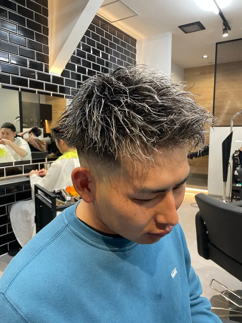 ショート カラー パーマ メンズ カット ヘアカラー パーマ 【men's Lapis横浜】海人のヘアスタイル