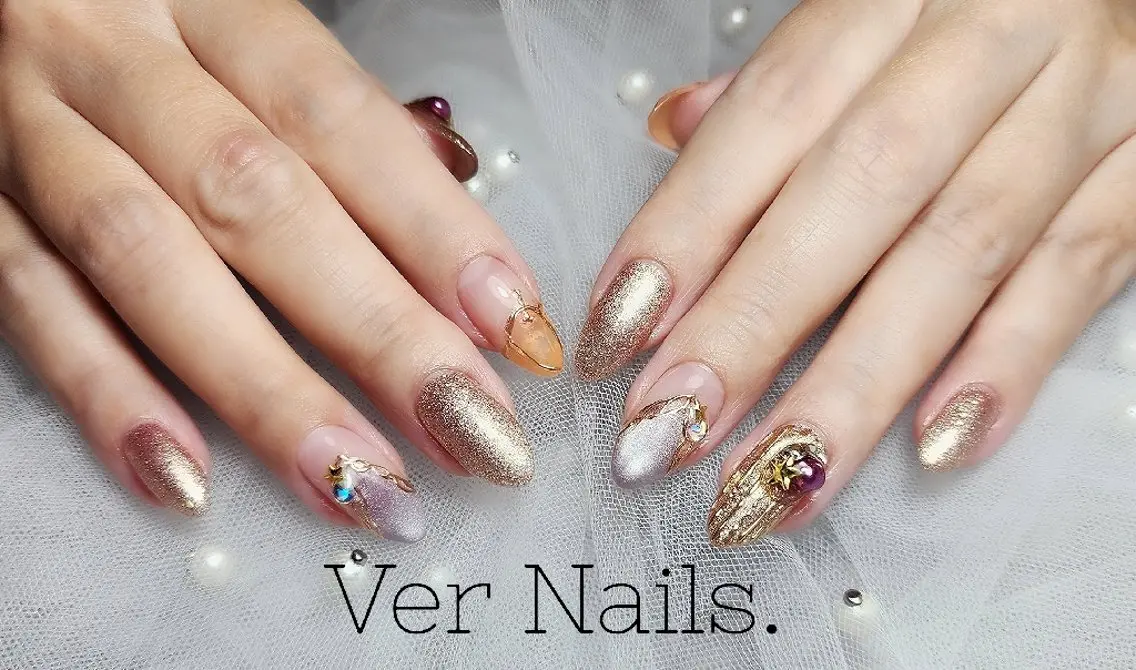 ネイル ゴールド パープル ハンドネイル Ver Nails.のその他イメージ
