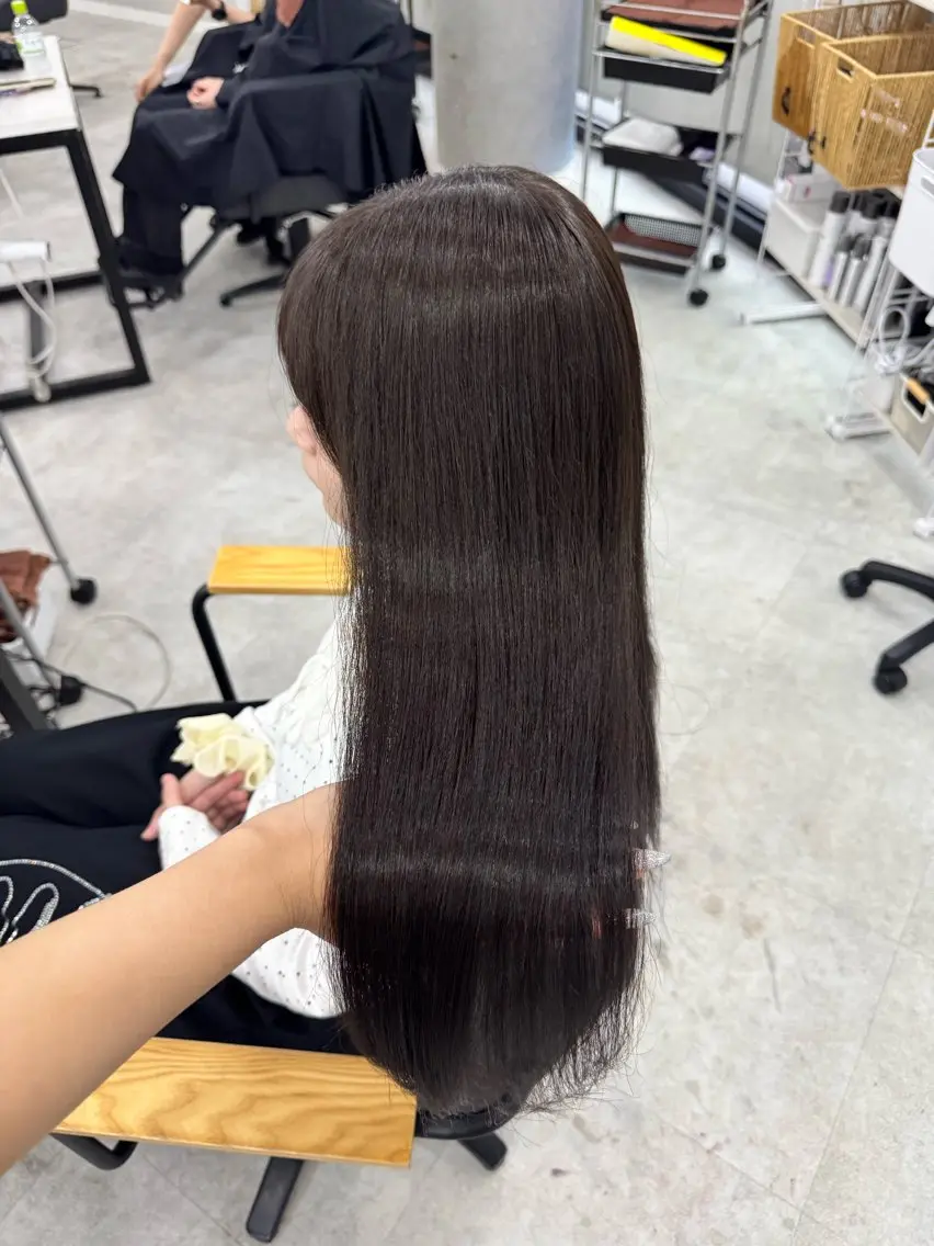 ロング カラー ショコラグレージュ グレージュ カット ヘアカラー トリートメント 赤み無し柔らかカラー 【梅田】madokaのヘアスタイル
