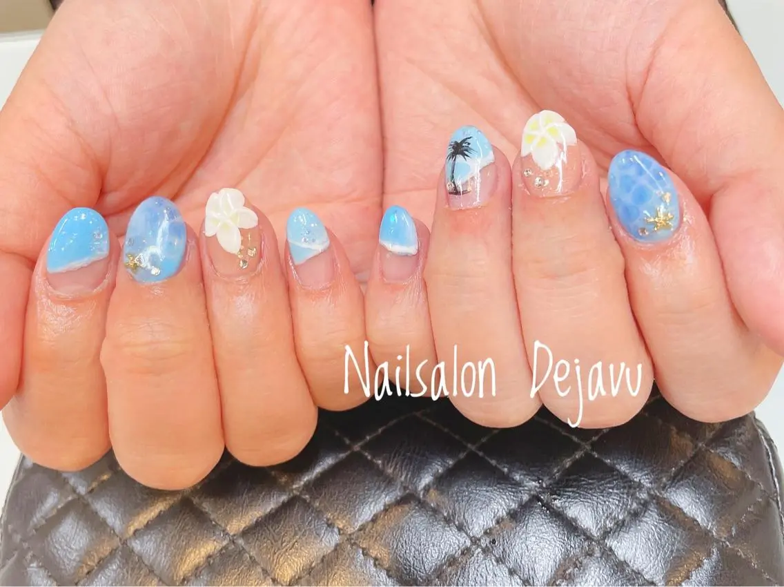 ネイル アートネイル ジェルネイル 夏ネイル ハンドネイル Nailsalon Dejavuのネイルデザイン