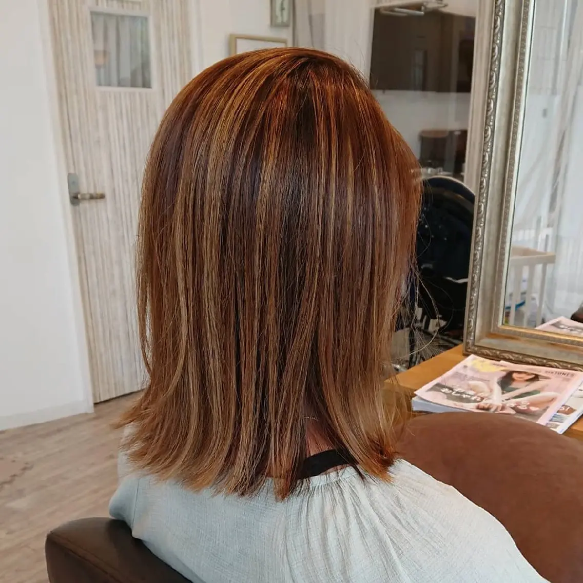 カラー セミロング デザインカラー ヘアカラー 【髪質改善】川越　  艶髪カラー/木村のヘアスタイル