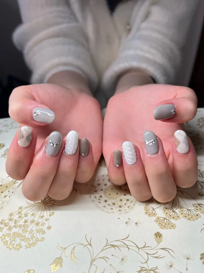 ネイル 持ち込み 冬ネイル ハンドネイル miel nailのネイルデザイン