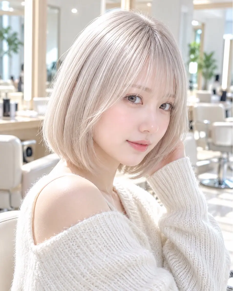 ショート カラー ベージュカラー ブリーチ ケアブリーチ 透明感カラー ハイトーンカラー カット ヘアカラー 顔周りレイヤー/透明 感カラー/難波雄雅のヘアスタイル