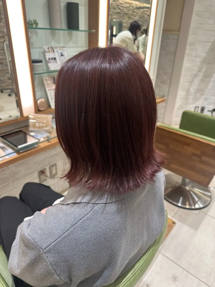 ミディアム カラー 切りっぱなしボブ ラベンダーカラー ピンクカラー ピンクラベンダー ボブ 若林 美由希のヘアスタイル