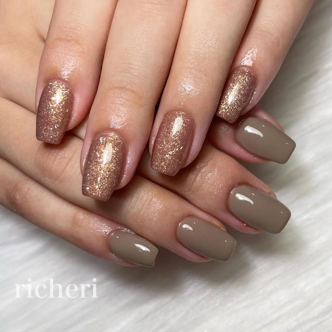 ミディアム ネイル 韓国風ヘア アートネイル フットネイル フレンチネイル ジェルネイル richeri beautyのその他イメージ