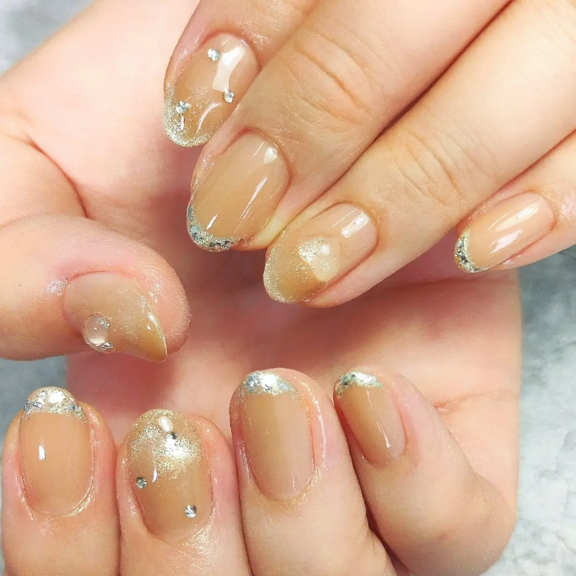 ネイル フレンチネイル ガラスフレンチ マグネットネイル マグネットフレンチ ハンドネイル 個人サロン saltnailのネイルデザイン