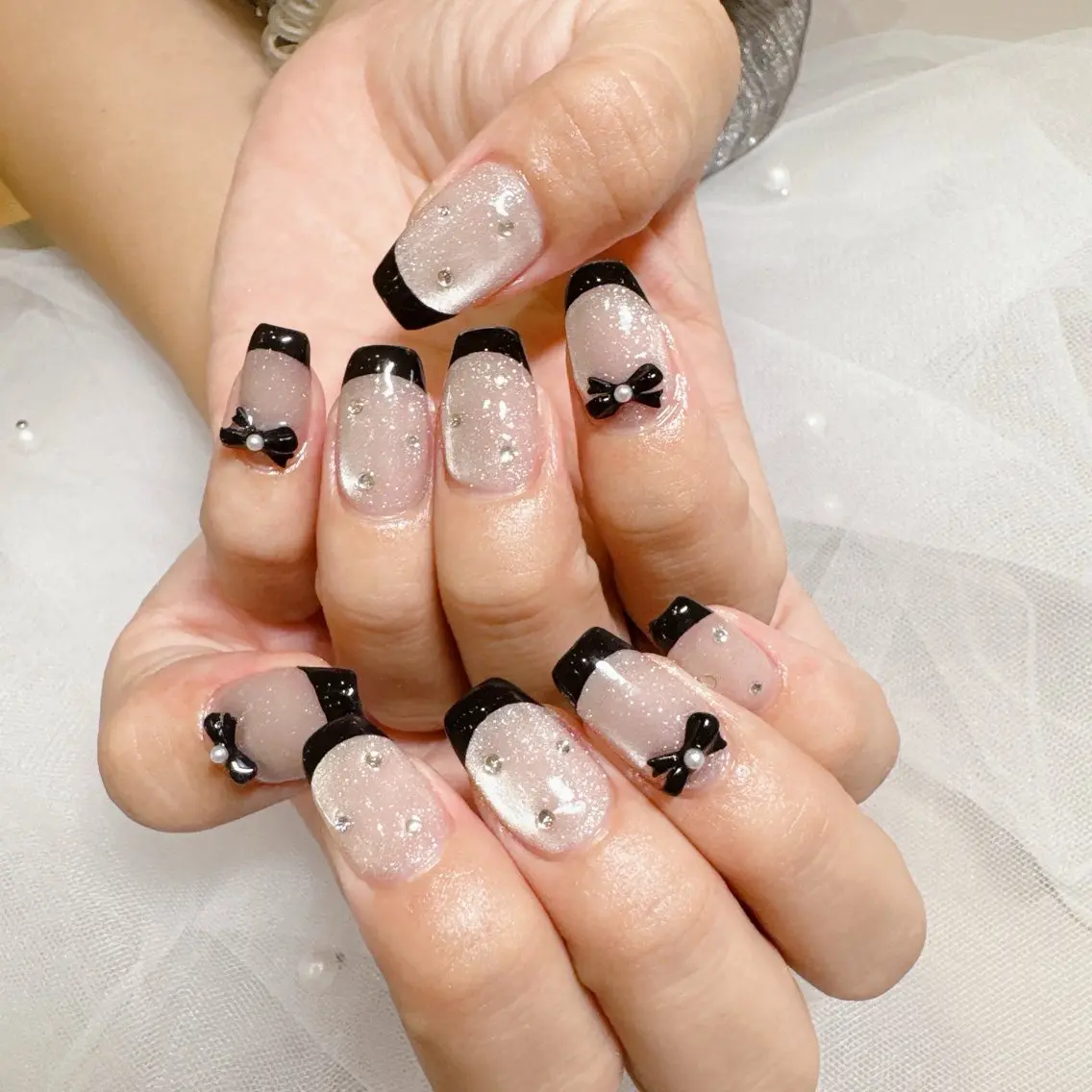 ネイル フラッシュネイル フレンチネイル mayu🎀zina 船橋南口/パラジェルのネイルデザイン