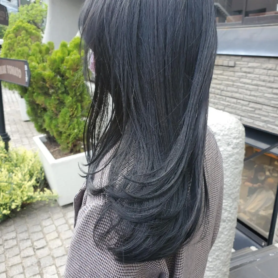 ロング カラー 黒髪 ブルーカラー ブルーブラック 韓国レイヤー suzuのヘアスタイル