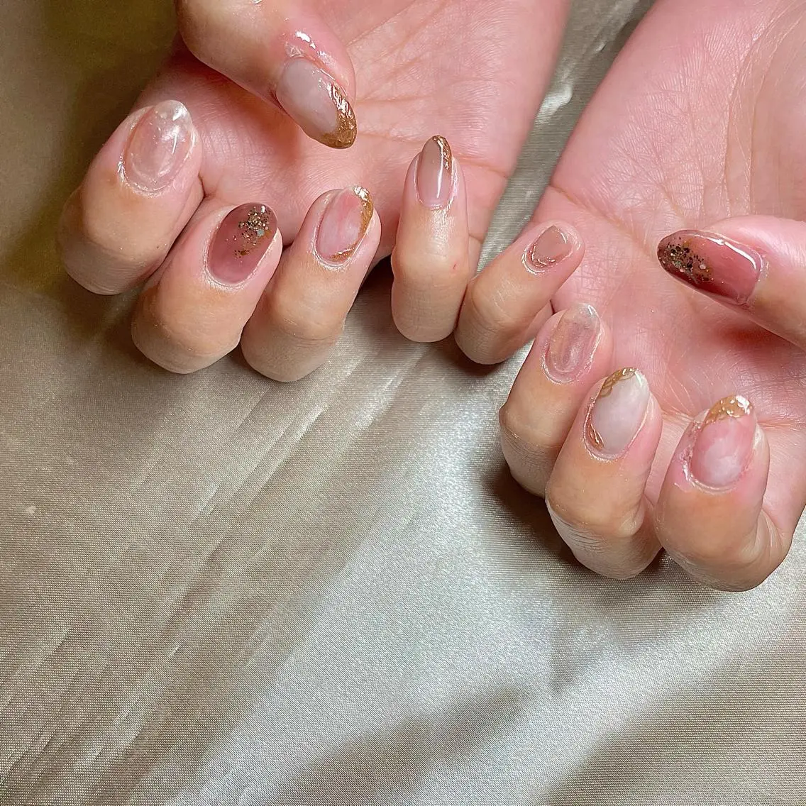 ミディアム カラー パーマ ヘアアレンジ メンズ キッズ ネイル マツエク・マツパ ミラーネイル ニュアンスネイル ニュアンスパーマ el. by Aoのネイルデザイン