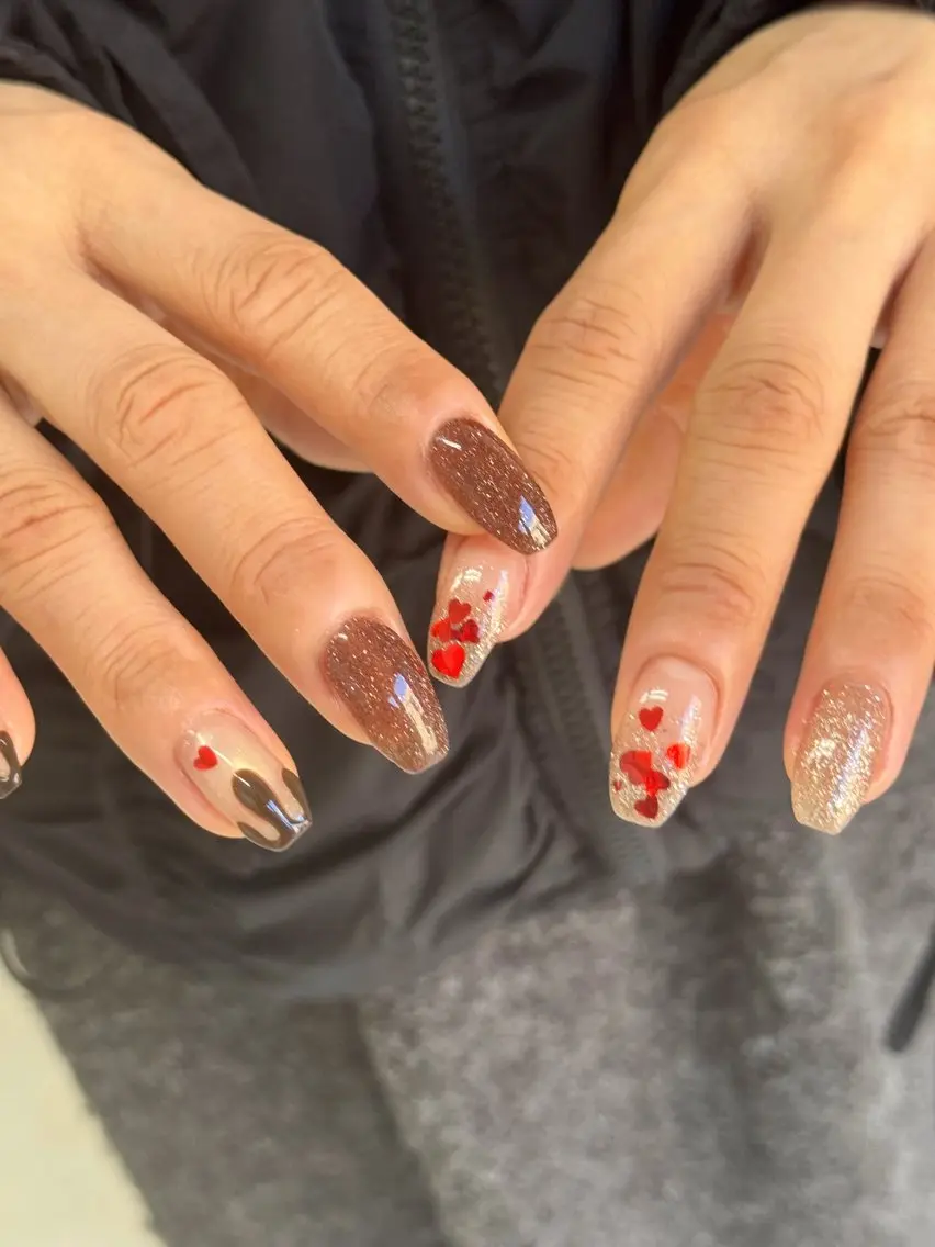 ネイル ハート バレンタイン ハンドネイル Nail salon Genieのネイルデザイン