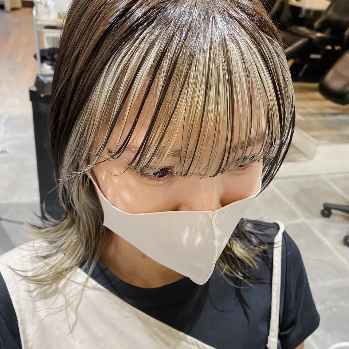 ミディアム カラー ヘアアレンジ ミストバング  フェイスフレーミング インナーカラー カット ヘアカラー トリートメント 竹内啓太 ボブのヘアスタイル