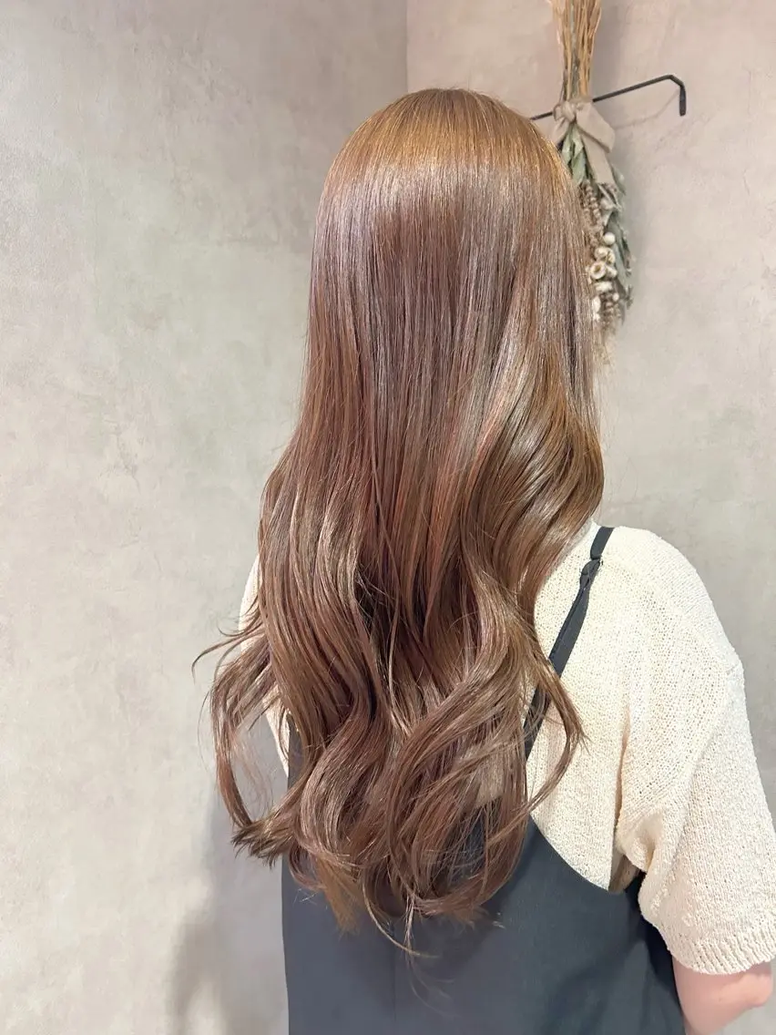 ロング カラー ベージュカラー ブリーチ ブリーチなしカラー オレンジ オレンジベージュ 今福 星南🌟 大阪/ブリーチ🌟のヘアスタイル